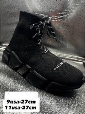 Balenciaga Black Knit Sock-Style Lace-Up Sneaker